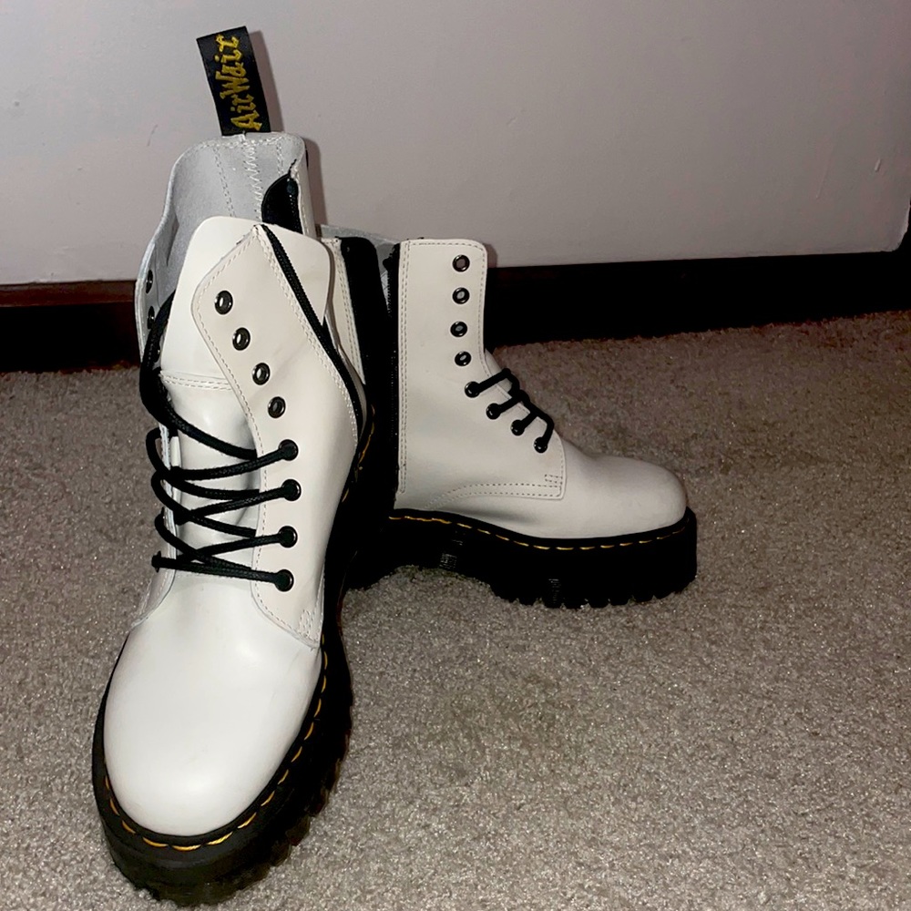 White Dr. Martens Platform Boots